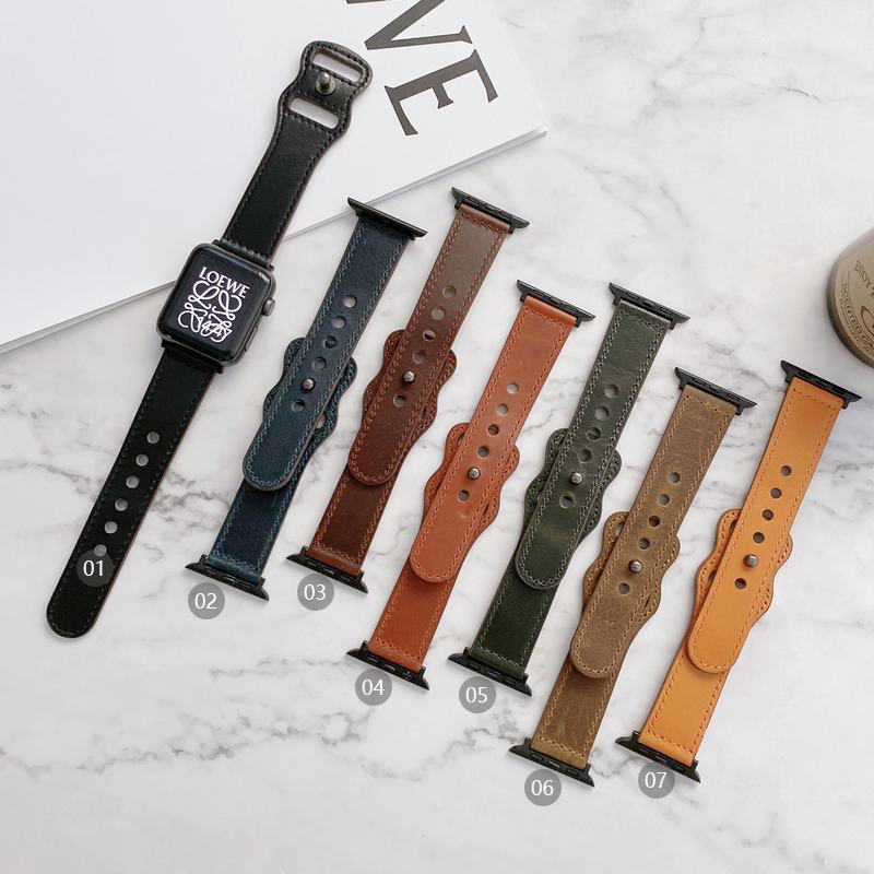 Eight button Retro Leather Apple watch 6/4/3/2 leather strap 38/42/44/40mm