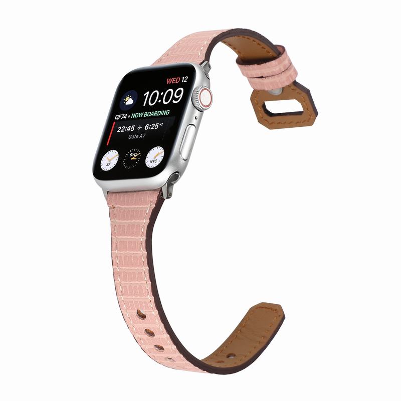 T-shaped square small bamboo joint with nails Apple watch 6/4/3/2 leather strap