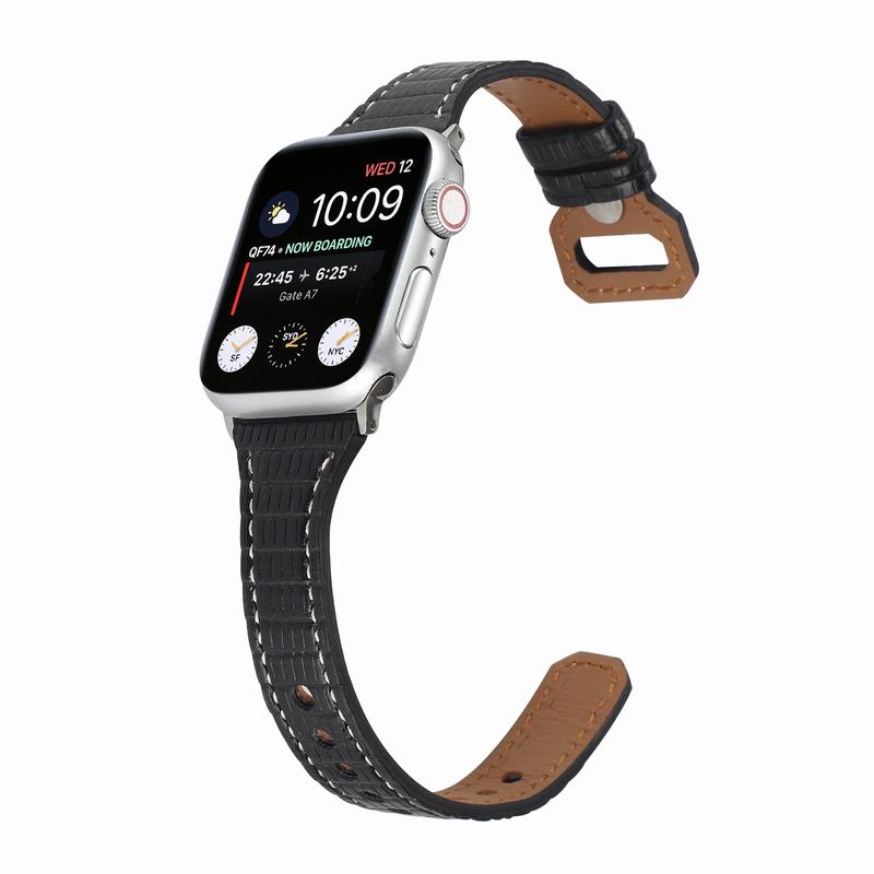 T-shaped square small bamboo joint with nails Apple watch 6/4/3/2 leather strap