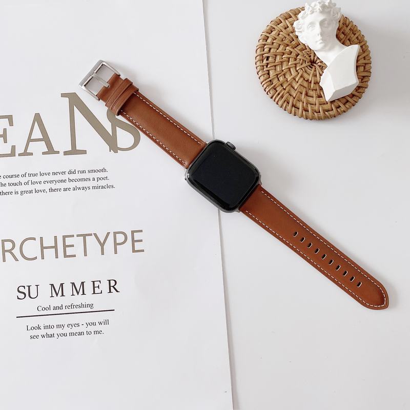 V-tail line leather Apple watch 6/4/3/2 leather strap