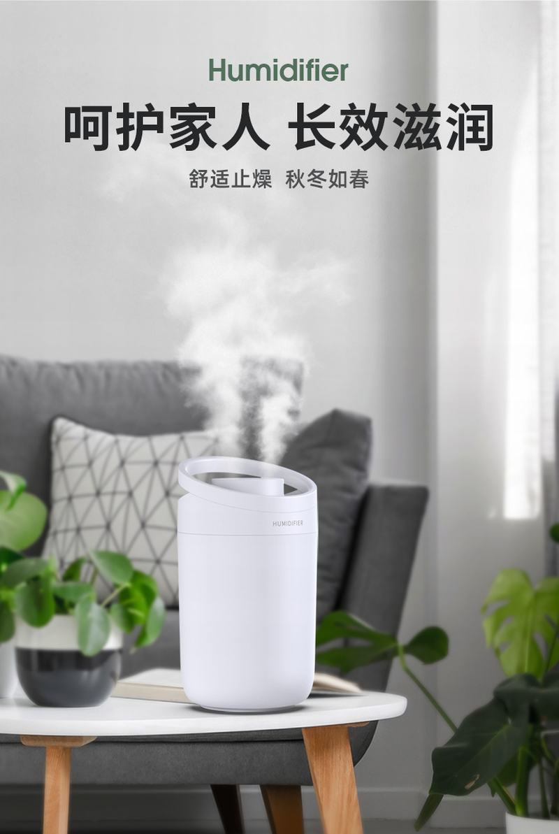 Large capacity 3L double jet humidifier household desktop USB air purification humidifier