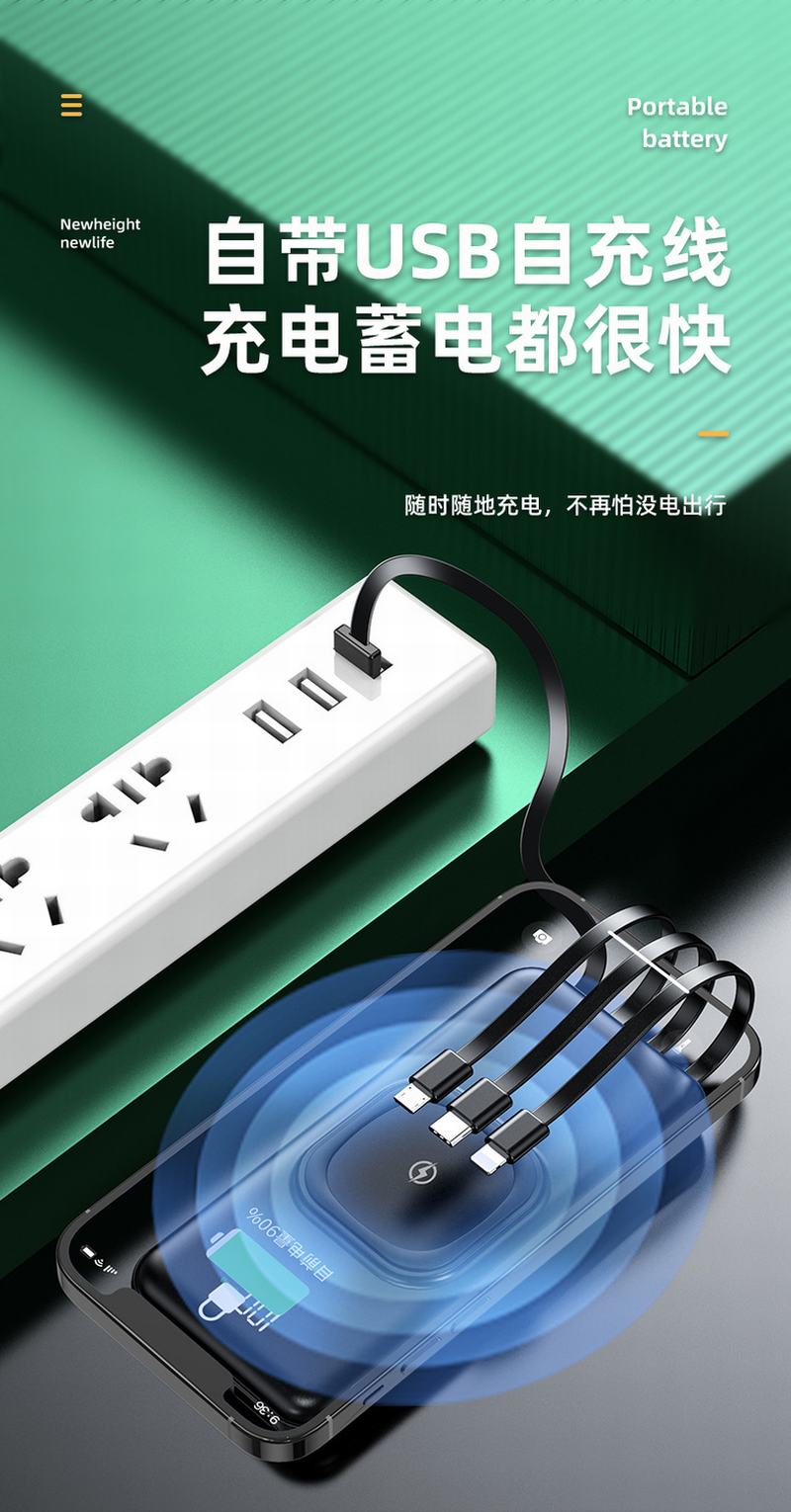 Wireless charging treasure 20000 Ma high-capacity fast charging Apple Huawei Xiaomi general built-in mobile power supply