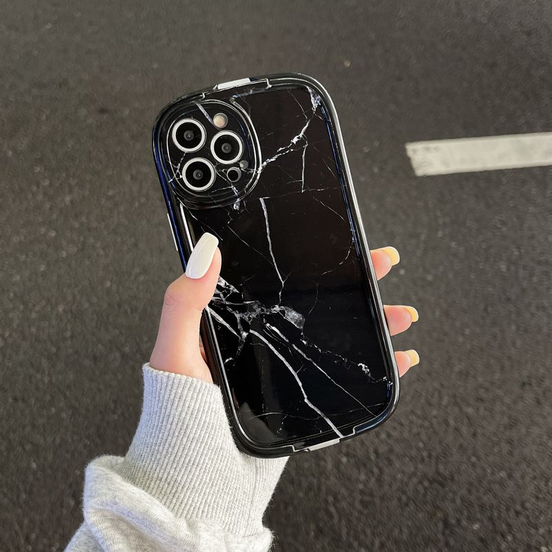 Frame bracket marble black white iPhone11-iPhone13 Pro Max soft case
