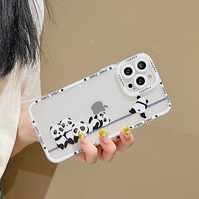 天使眼系列可爱卡通动物熊猫iPhone7-iPhone13 Pro Max软壳