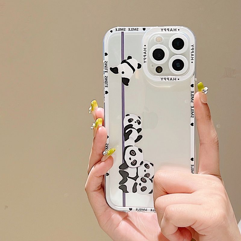 天使眼系列可爱卡通动物熊猫iPhone7-iPhone13 Pro Max软壳