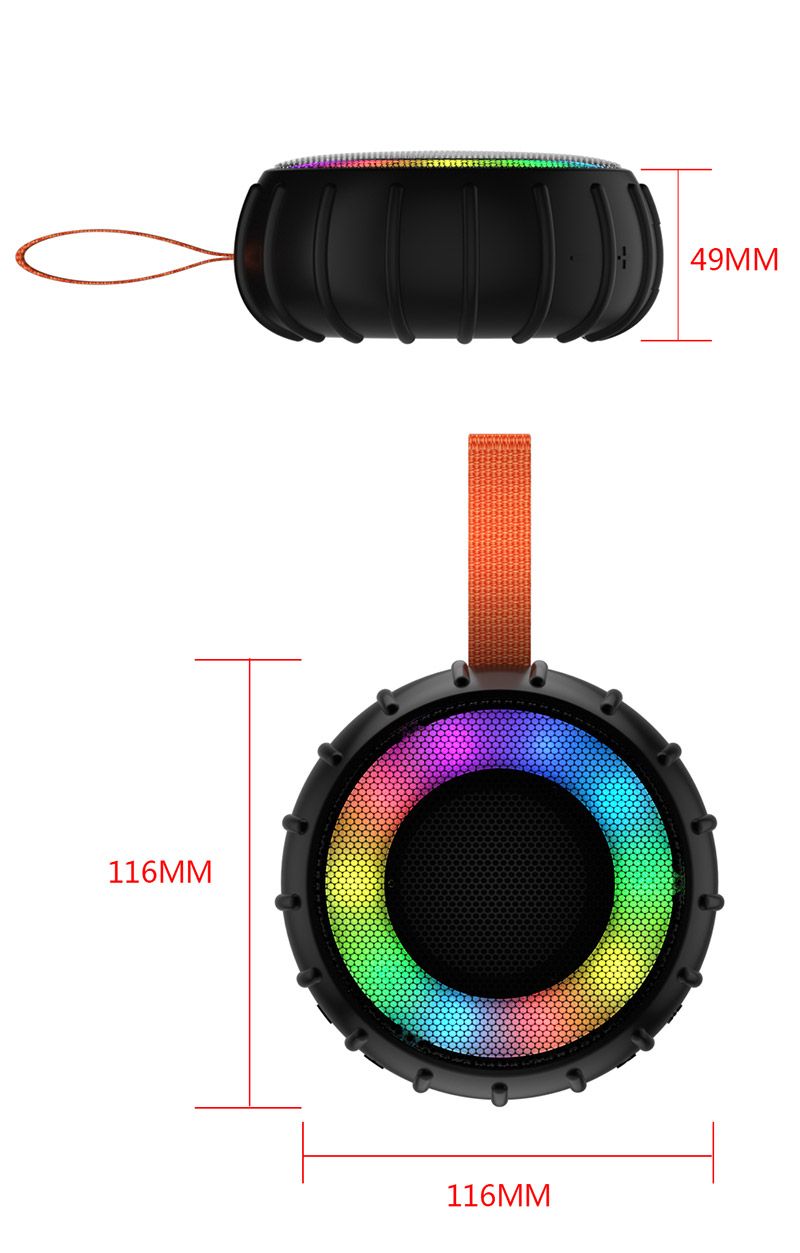 IPX7 防水蓝牙音箱户外便携大音量LED跑马灯低音炮时尚RGB音响